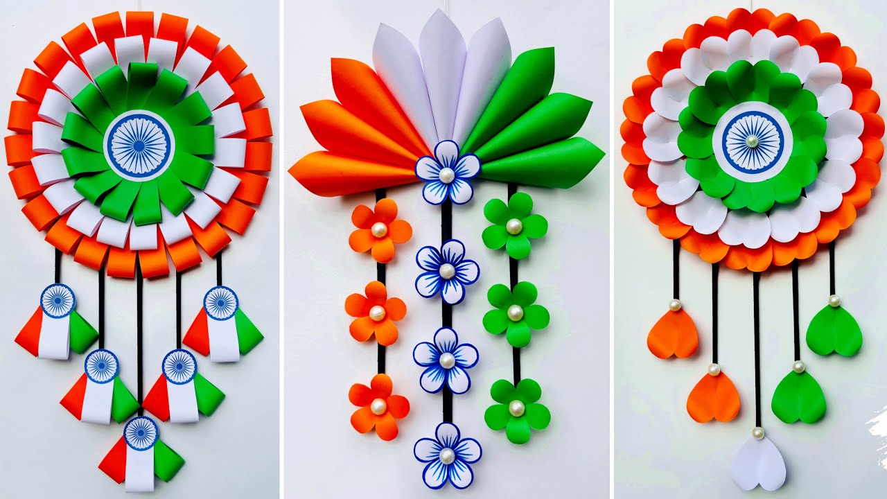 DIY 3 Easy Independence Day Wallhanging craft / Tricolor wall decoration ideas / 15th August craft