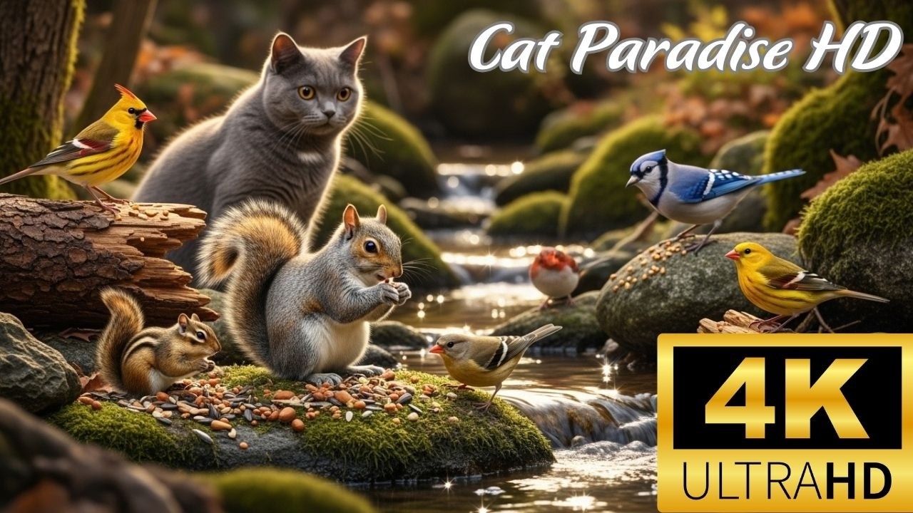 CAT TV NO ADS 🐦 Mega Bird & Squirrel Festival 🐿️ Video for Cats to Watch 4K HDR