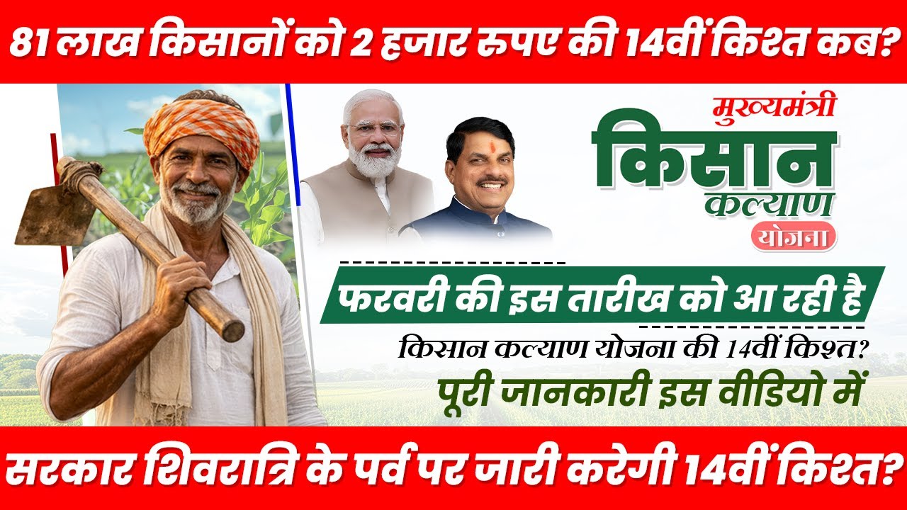 मुख्यमंत्री किसान कल्याण योजना 14वीं किश्त तारीख तय! 81 लाख किसानों को मिलेगा पैसा|बड़ी अपडेट#mpnews