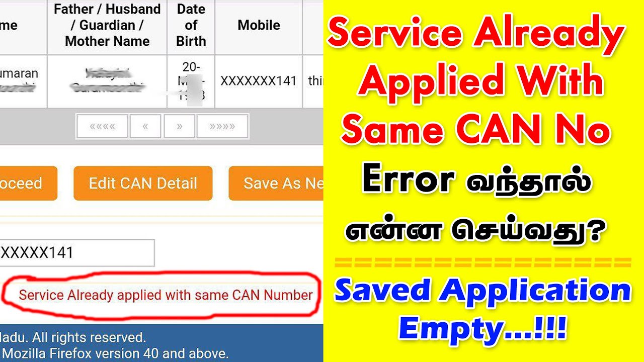 Service Already Appleid With Same CAN Number என்ற error வந்தால் என்ன செய்வது? Saved App Empty...!!!