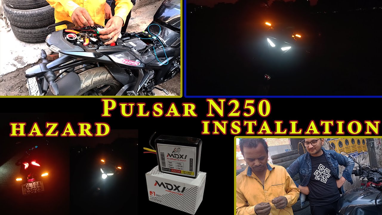 Pulsar N250 Hazard Flasher Light 🔥Installation | Hazard Without Wire Cutting |Delhi Moto Vlogs