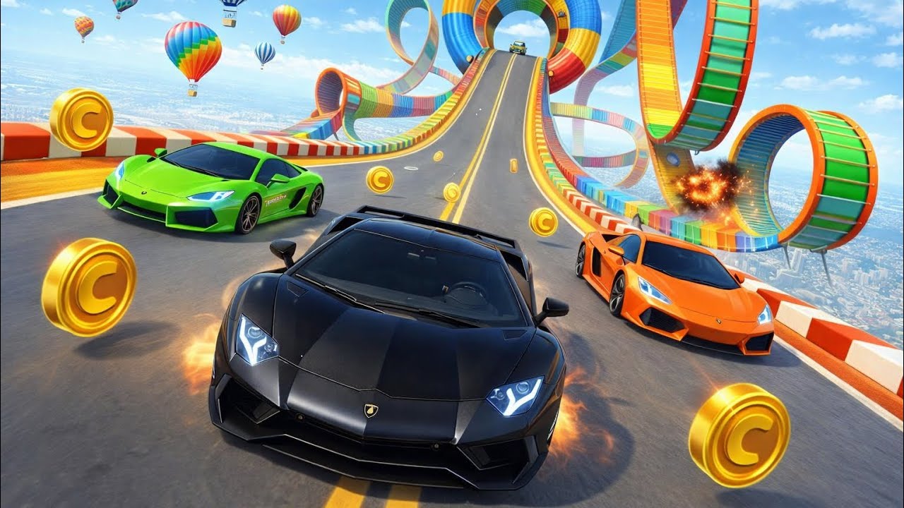 Lamborghini Mega Ramp Jump 😱 Survive or Crash? 