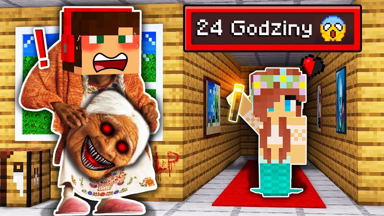 TROLLUJE PRZEBRANY ZA STRASZNĄ BABUSZKĘ PRZEZ 24H W MINECRAFT?! GPLAY & LUMI