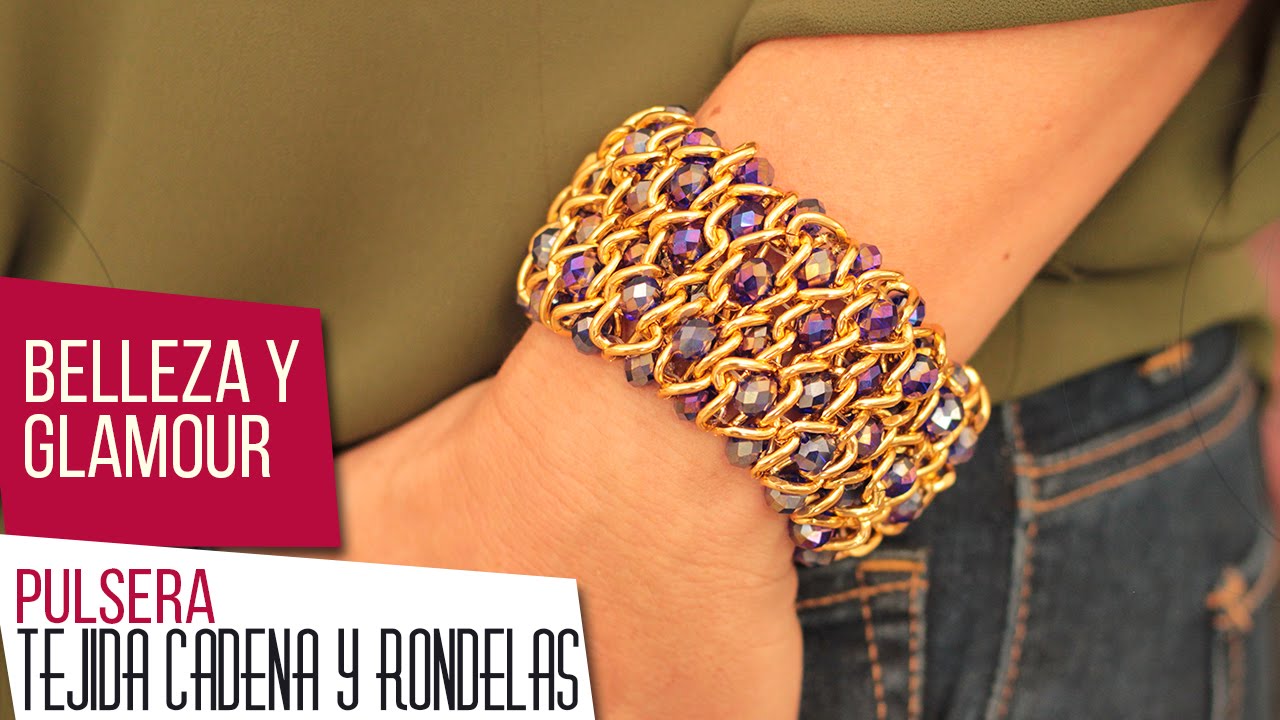 Cómo hacer pulsera tejida con cadenas y rondelas azules Kit 26645 | CAROL INSPIRE & CREATE