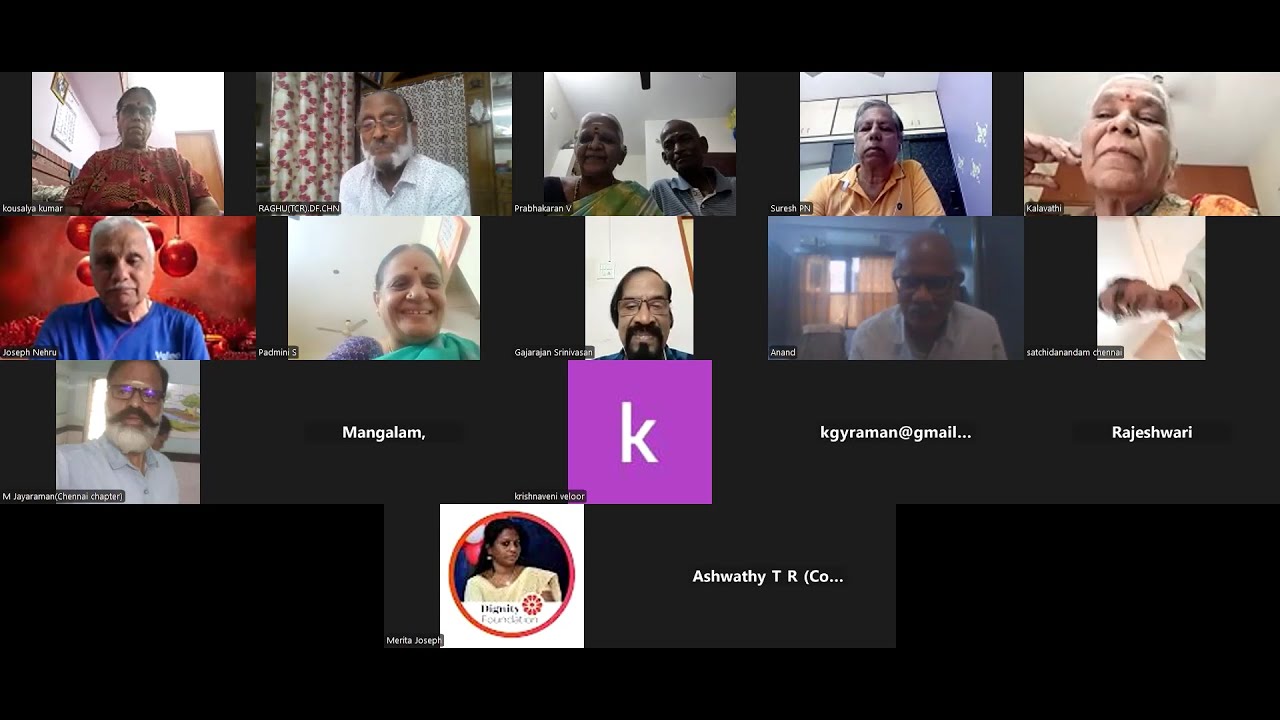 DIGNITY FOUNDATION,CC.'SINGING FOR PLEASURE ONLINE FOR CHENNAI MEMBERS23.12.25.ASHWATHY, COORDINATOR