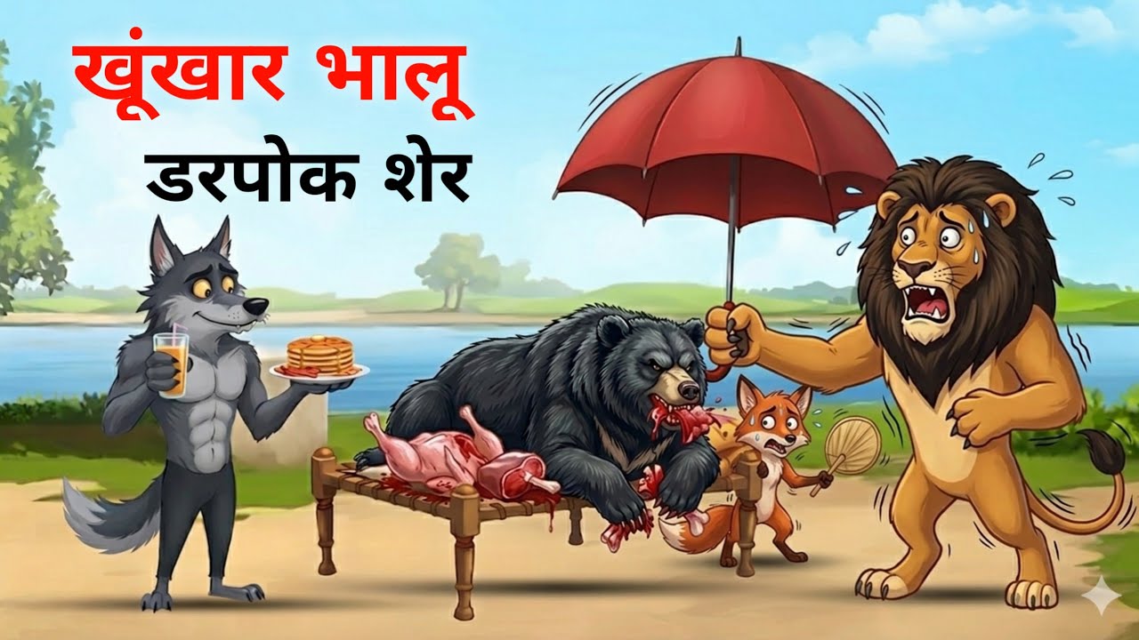 खूंखार भालू डरपोक शेर | panchtantra ki kahani | animal cortoon | hindi kahaniya animal 