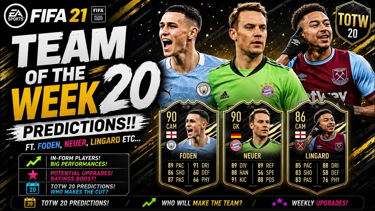FIFA 21 | TEAM OF THE WEEK 20 PREDICTIONS!! FT. FODEN, NEUER, LINGARD ETC... (FIFA 21 TOTW 20)