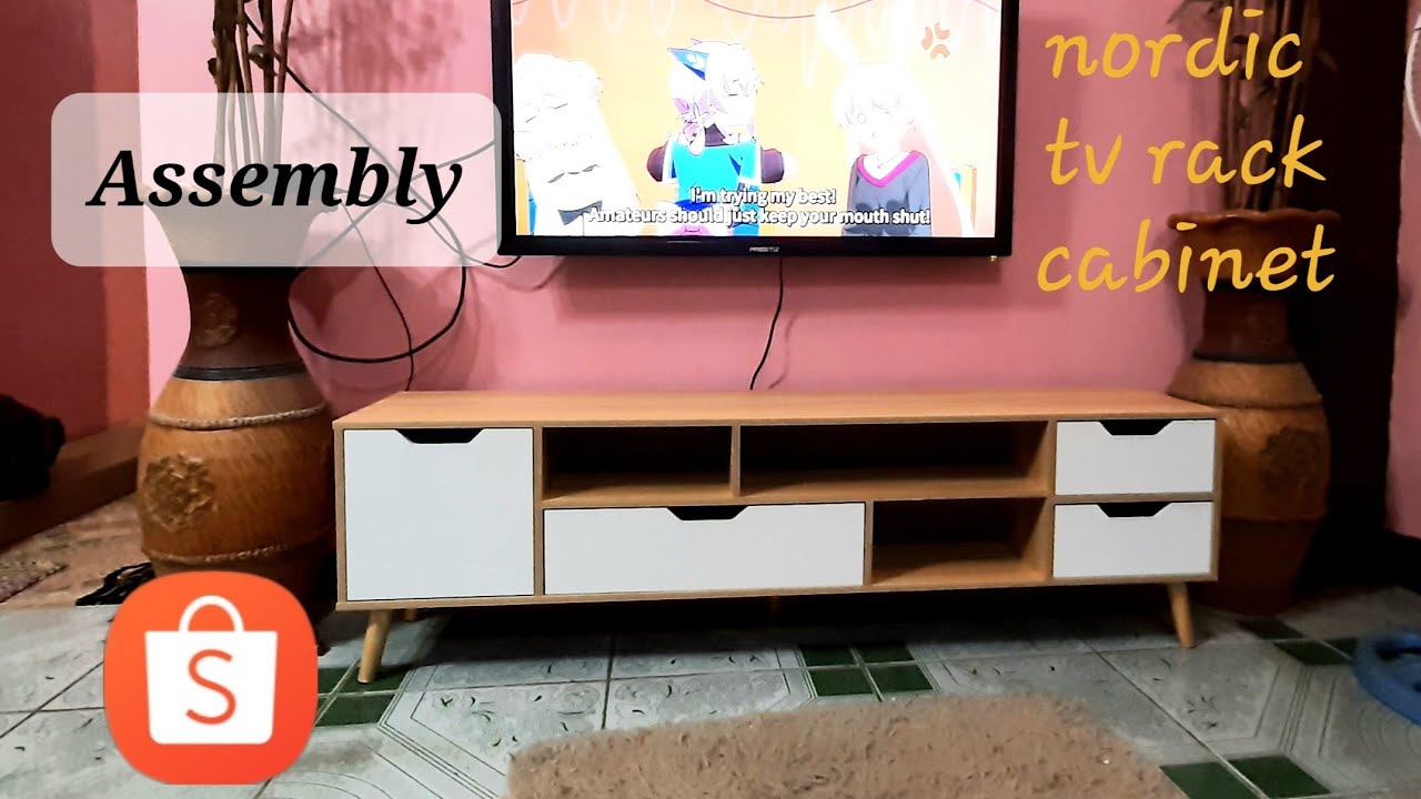 How to assemble tv rack cabinet from shopee |Unboxing