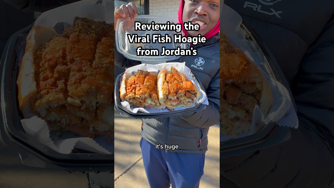 Trying the viral fish hoagie from Jordan Johnson&rsquo;s Seafood in Philly #food #yt #shorts #foodreview