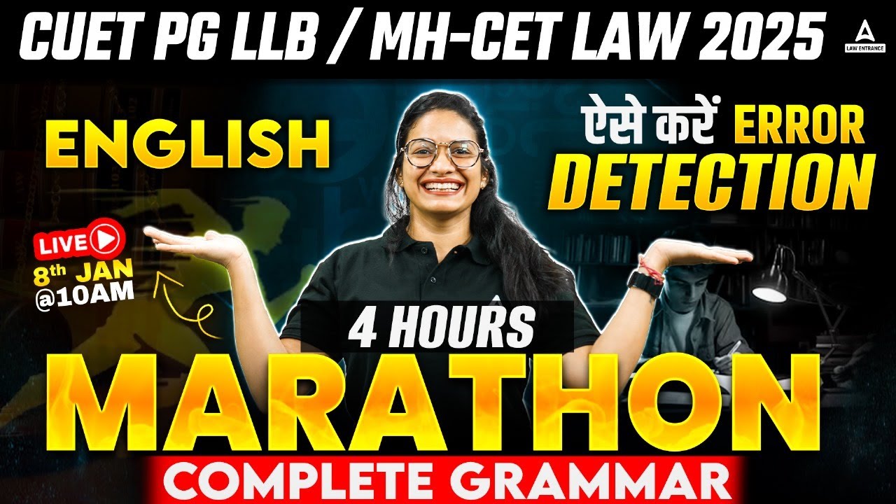 Error Detection 4 Hours Marathon | CUET PG LLB & MHCET Law 2025 | CUET PG LLB English Language Class