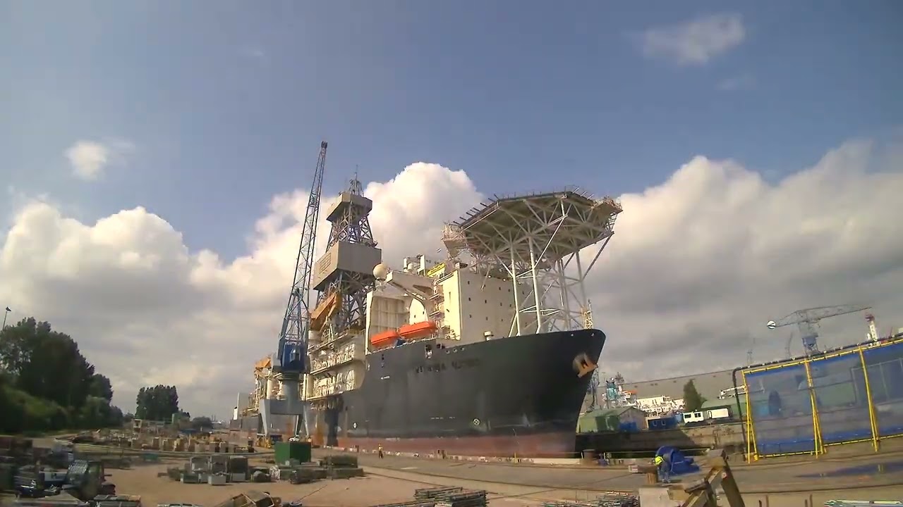 Allseas' Hidden Gem docking at the Damen shipyard