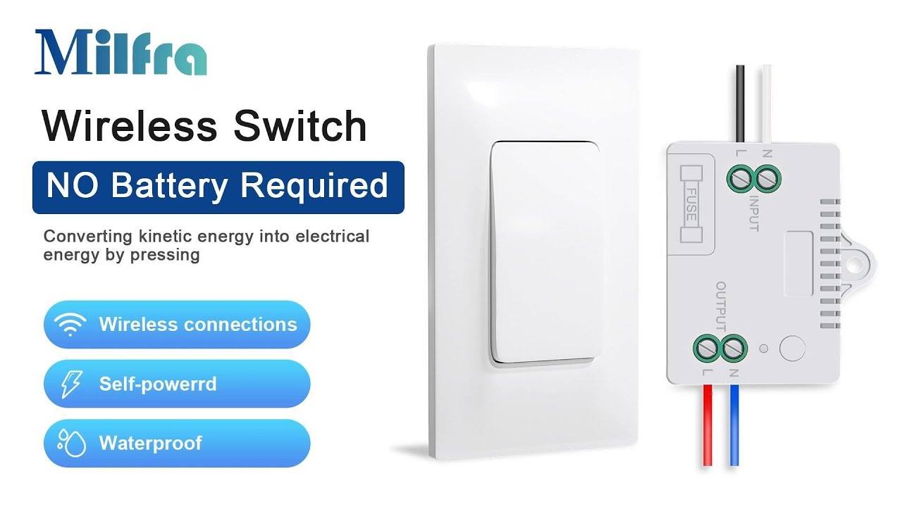 Self-Powered(No Battery Required) Wireless Light Switch and Receiver Kit
