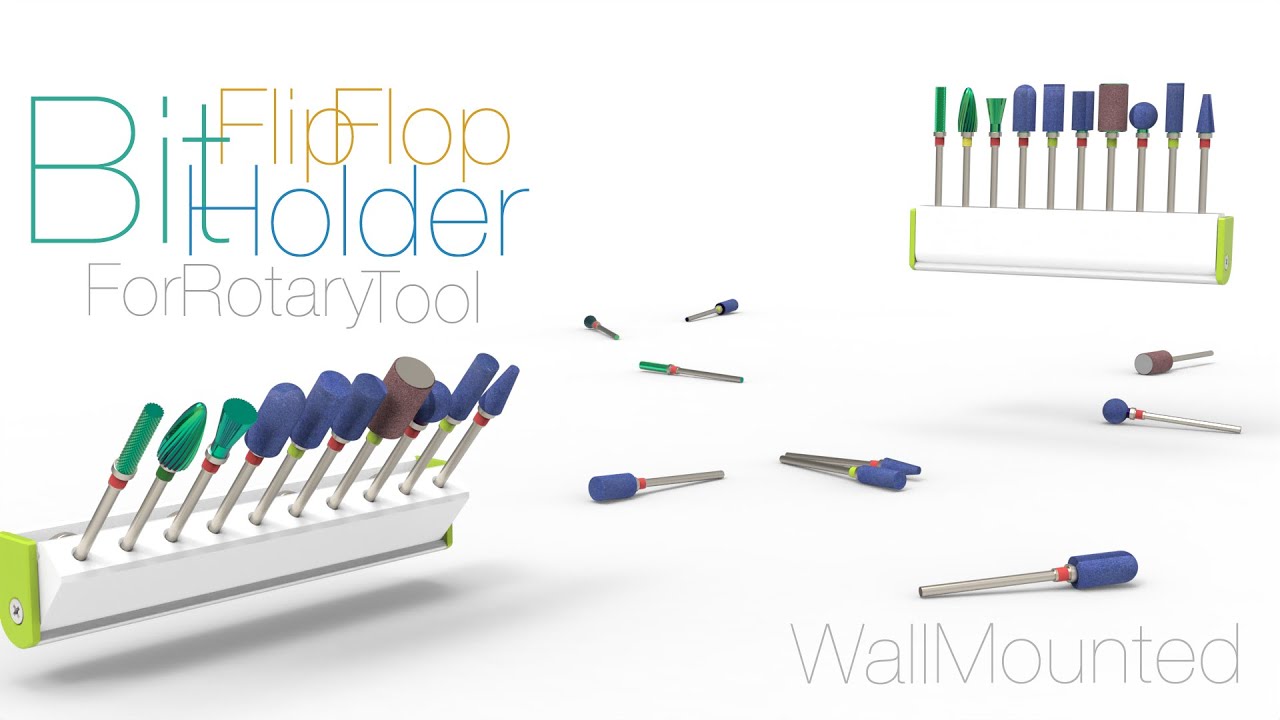 Wall Mounted Flip Flop Bit Holder for Rotary Tool
