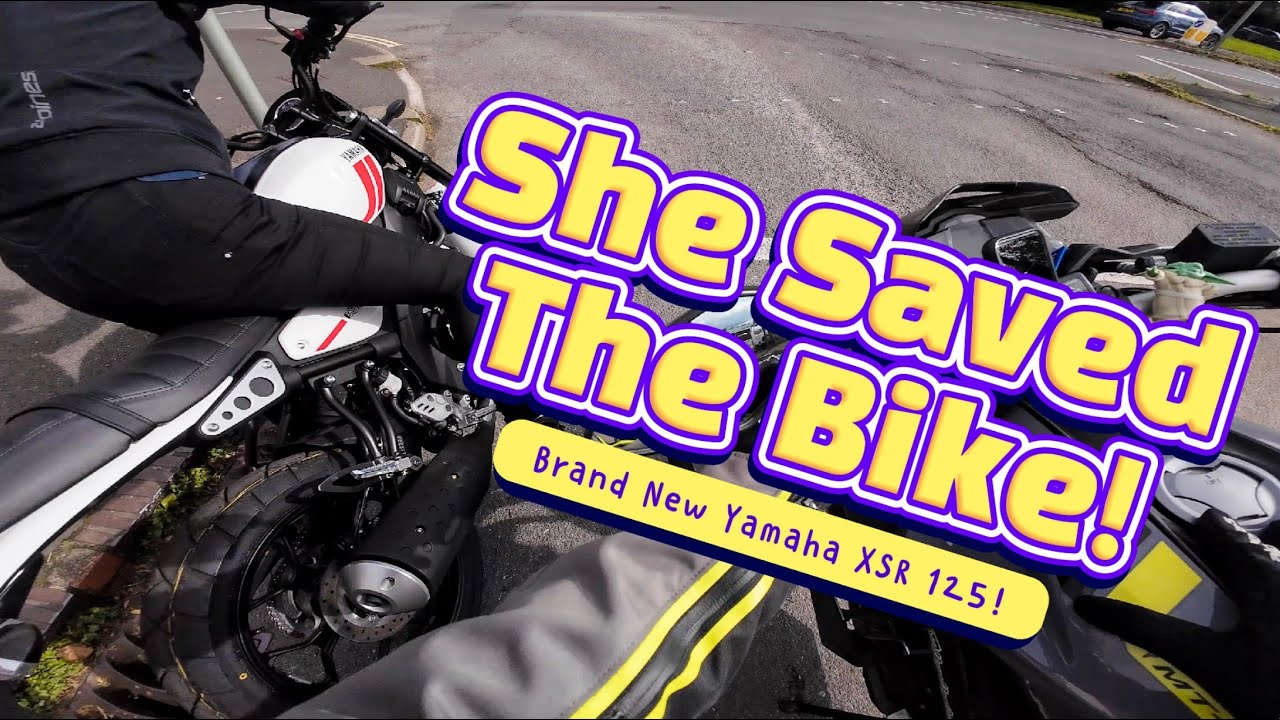 Едет и бережет свой новенький мотоцикл Yamaha XSR 125cc! Жена моего лучшего друга выезжает на сво...