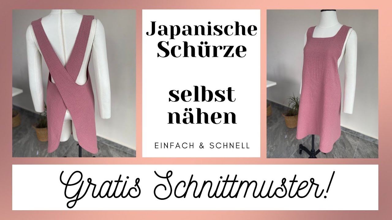 Japanische Schürze nähen lernen - Apron - Einheitsgröße - DIY mit Annas Nähschule