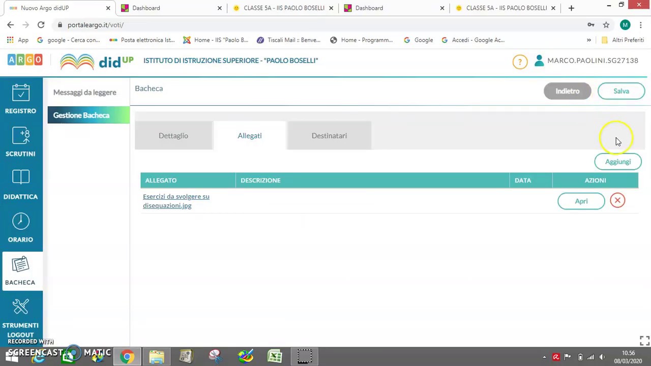 Gestione Bacheca Argo  -  Compiti assegnati  -  PADLET