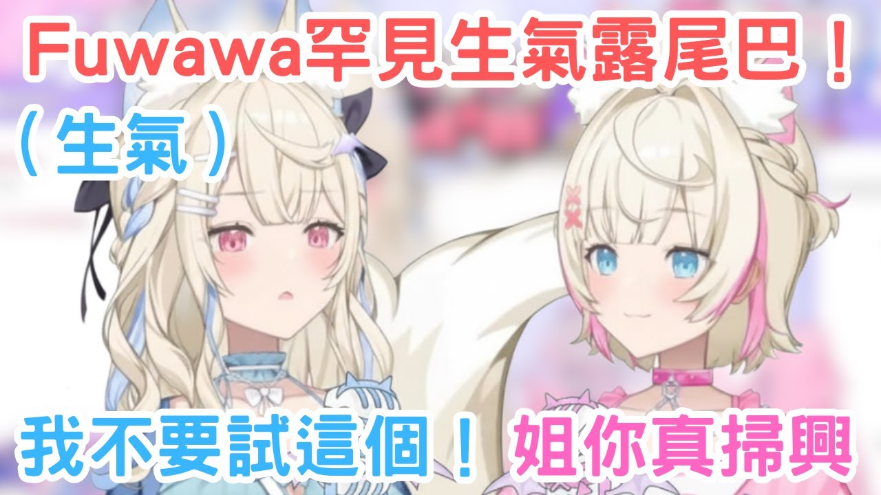 Fuwawa罕見生氣露尾巴！Mococo想試某種東西但Fuwawa不想試，面對長達15秒生氣臉的姐姐，Mococo直呼太掃興！[Fuwawa Mococo] [Hololive-EN]