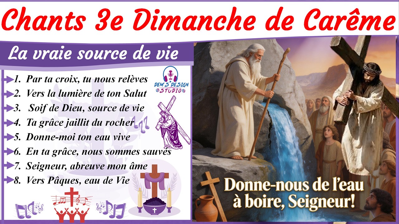 🎶✝️ Chants du 3e Dimanche de Carême 🙏| «  Vers Pâques, Eau de Vie»  (Jn 4, 5-42) 🔥✨, 8 Mars 2026