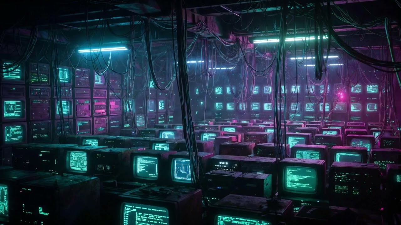 Phantom Terminal: Synthwave Night Shift in Abandoned Data Center | Retro Focus Vibes