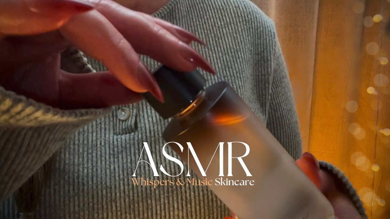 ASMR🌾Nervous System Soothing (Whispers + Music) Close Up Natural Skincare & Slow Brushing for Calm