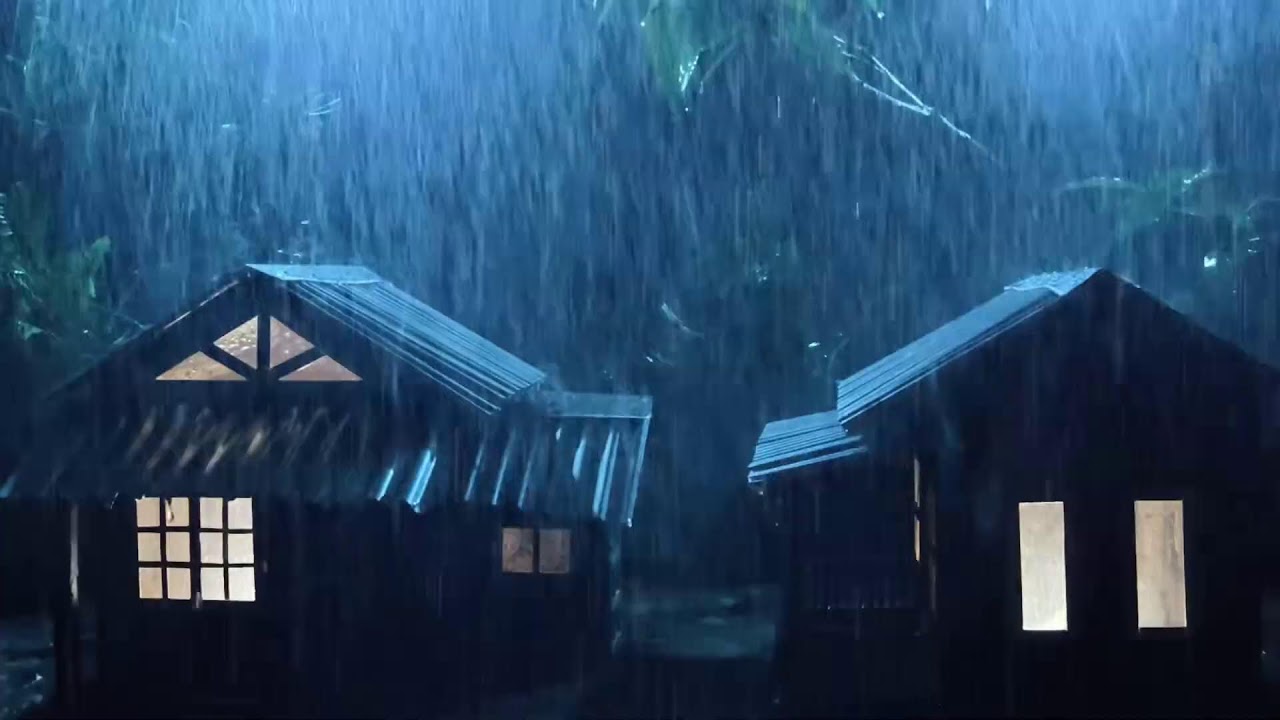 No Ads Rain Sounds for Sleeping - ASMR Wild Night Rain on Tin Roof for Severe Sleep Disorder #111
