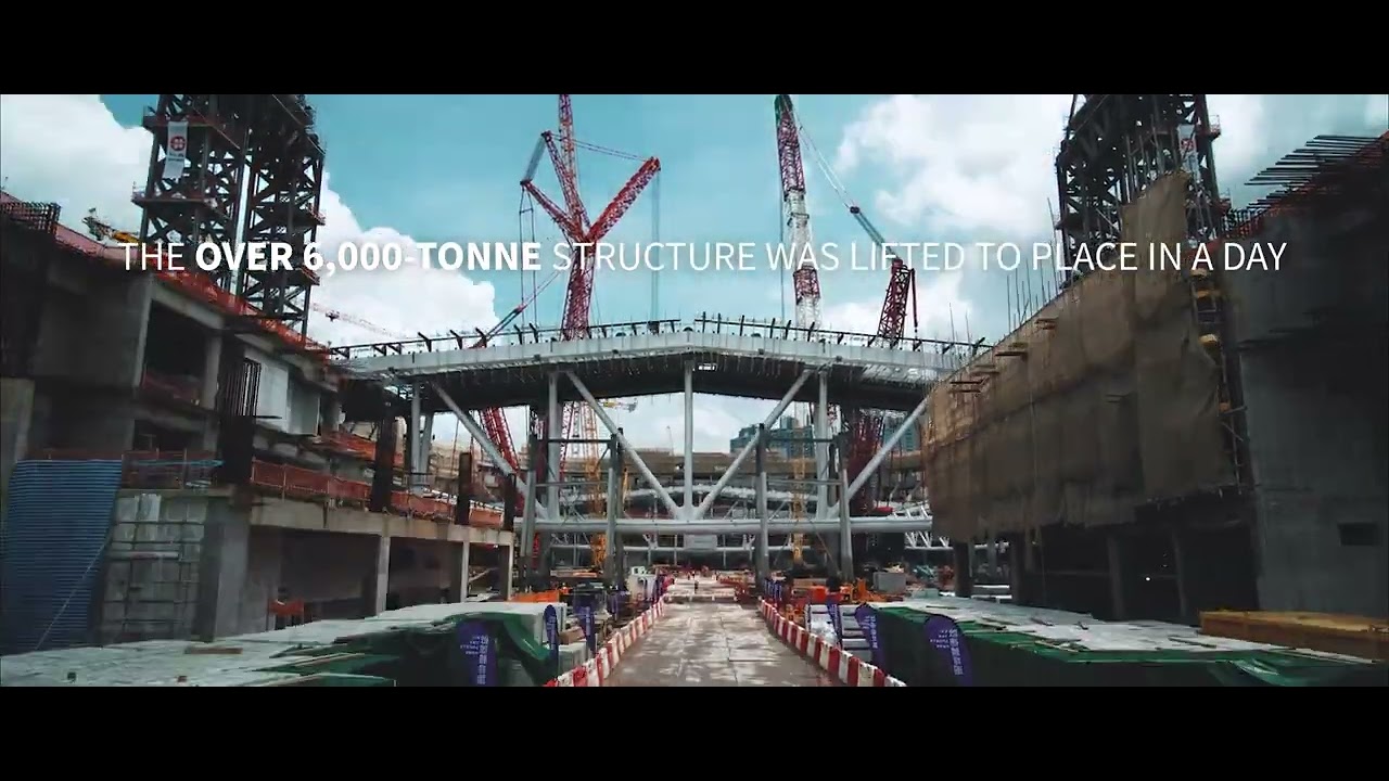 Successful mega truss lifting of Kai Tak Sports Park 啟德體育園大型主鋼桁架成功吊裝