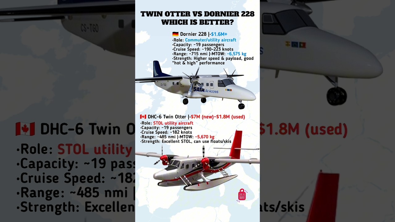 DHC-6 Twin Otter vs Dornier 228 | STOL Bush Plane vs Regional Utility Aircraft