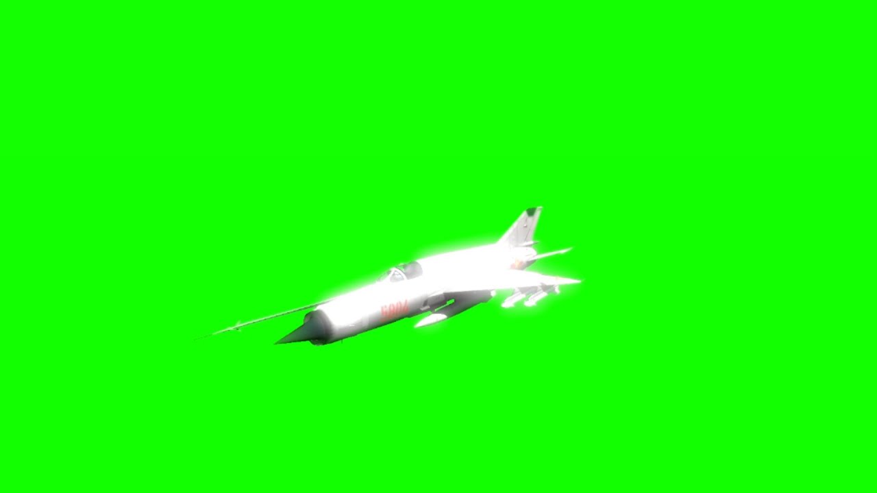 Mig-21MF fighter jet, North Vietnam, green screen