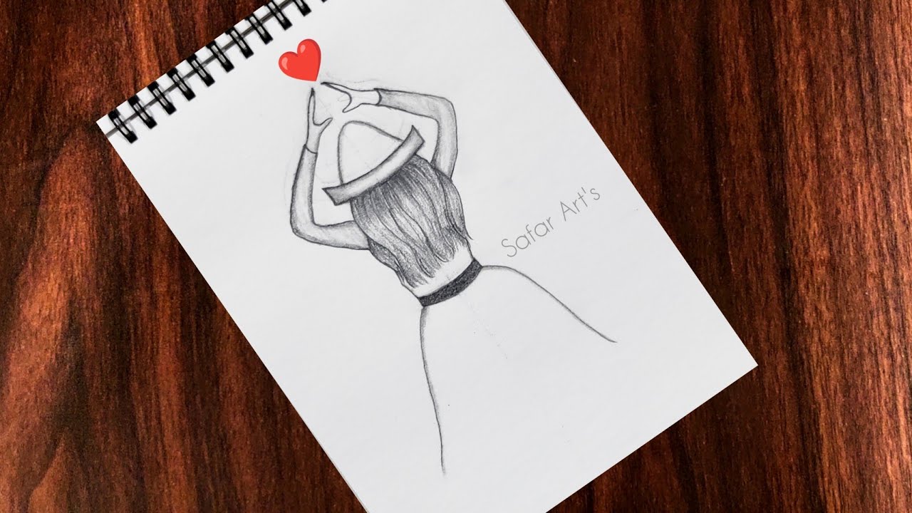 How to draw a girl | Girl drawing back side | Girl Hidden face drawing