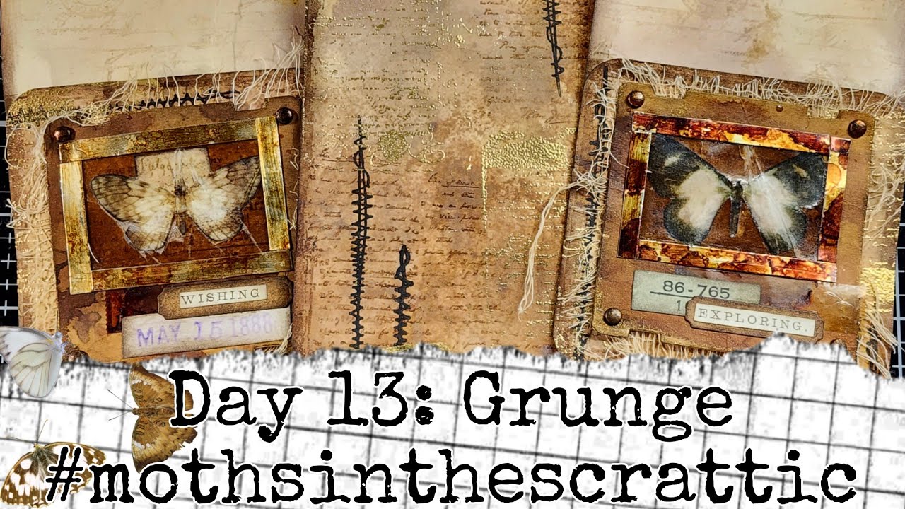 #mothsinthescrattic Day 13 - Grunge - Shattered Specimen Floating Library Card w/ Faux Metal Frame 