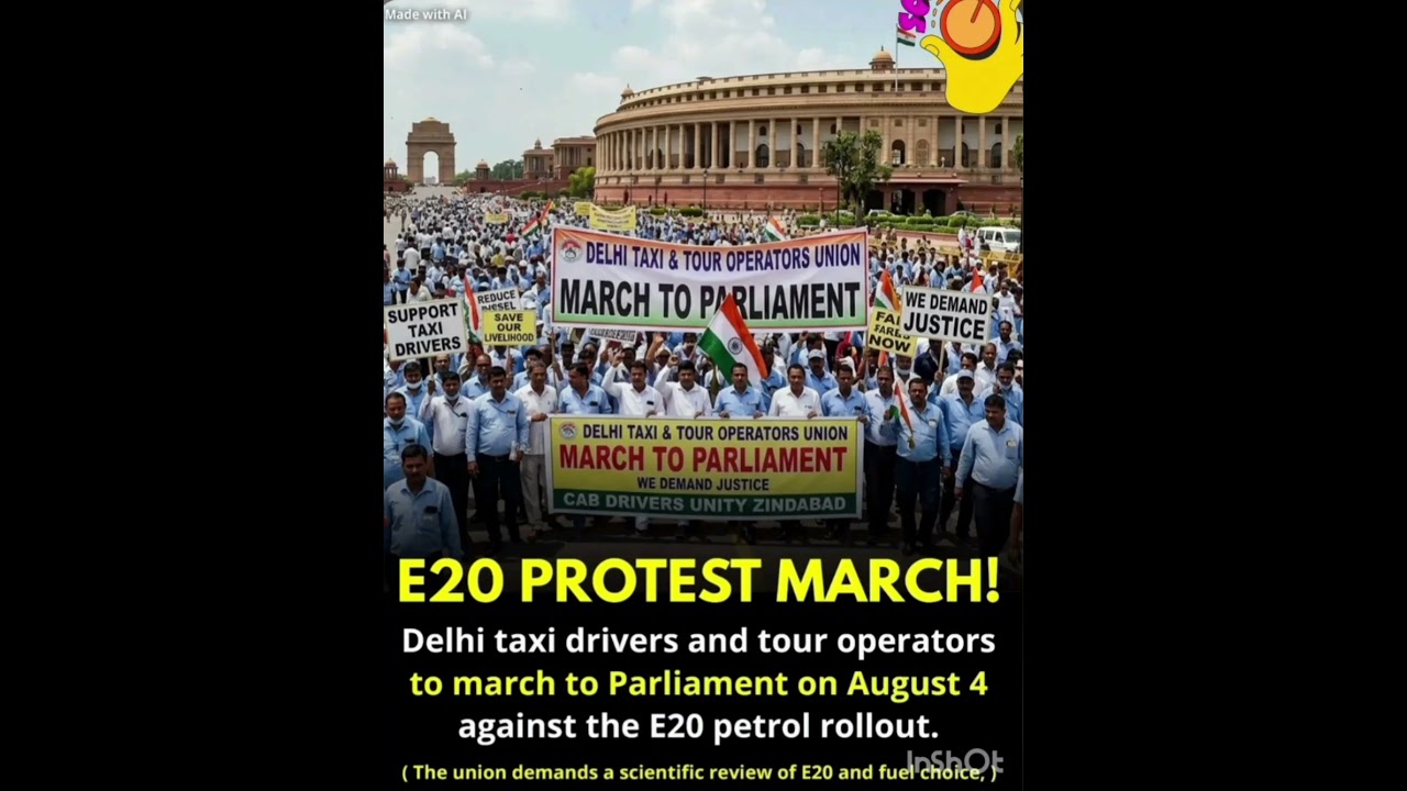 🚨Delhi taxi drivers and tour operators to march to Parliament on August 4 against the E20⛽️rollout📚👇
