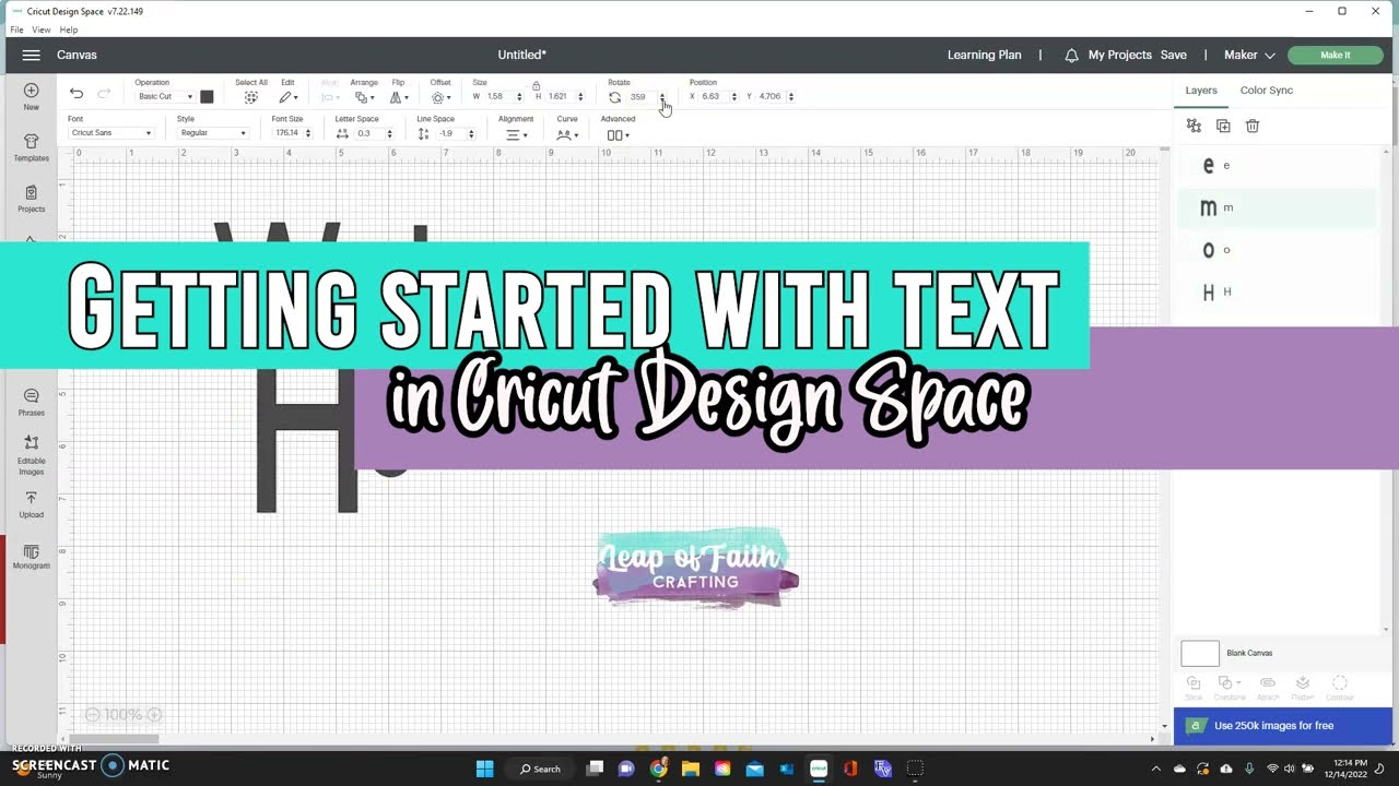 Как использовать текст в пространстве Cricut Design