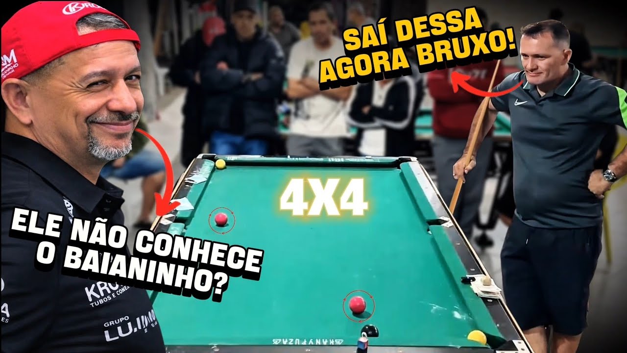 ISSO QUE ACONTECE QUANDO O BAIANINHO DE MAUÁ ENFRENTAR O MELHOR JOGADOR DA PARAÍBA NO 4X4! #sinuca 