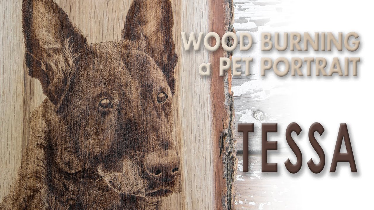 Pyrography - Wood burning a dog portrait