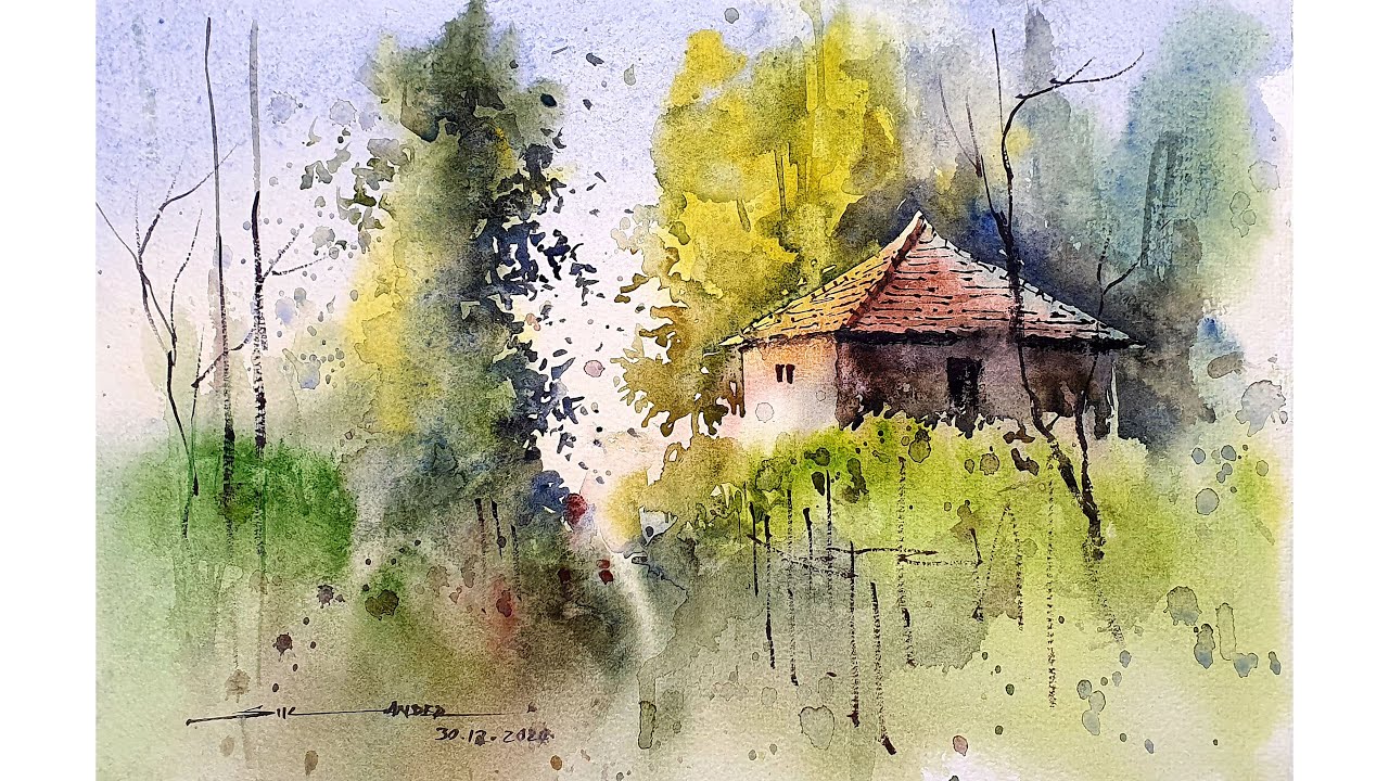 Easy Watercolor Landscape Painting for everyone by Sikander Singh Chandigarh