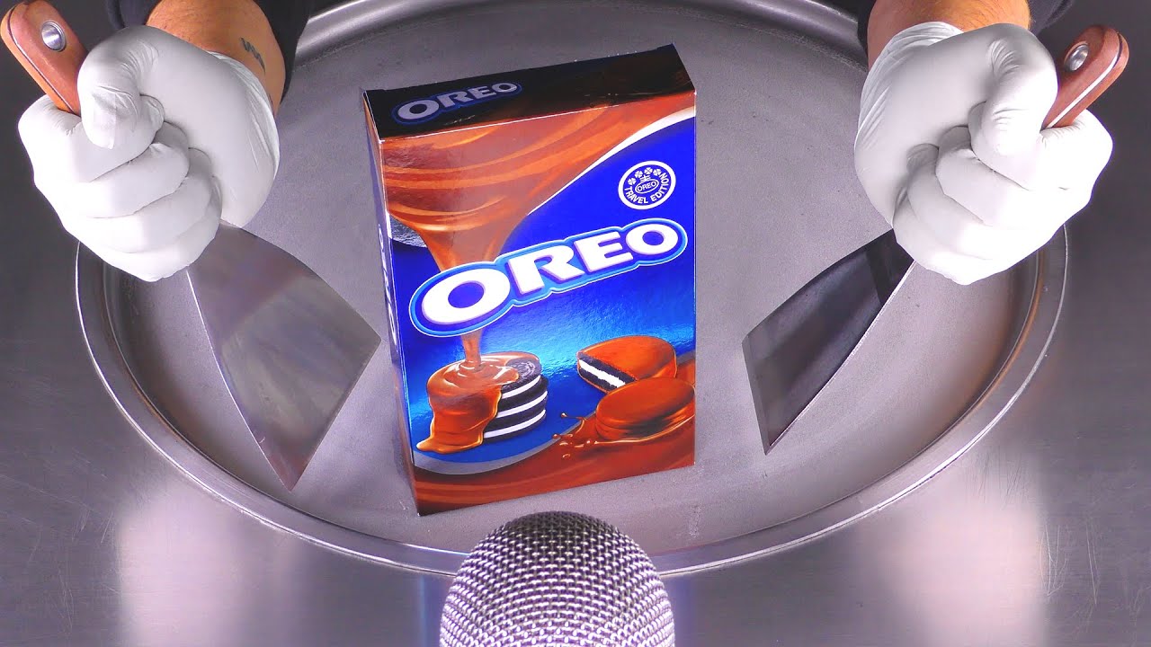 Chocolate covered OREO Ice Cream Rolls | oddly satisfying Scraper crushing Cookies - fast ASMR 먹방