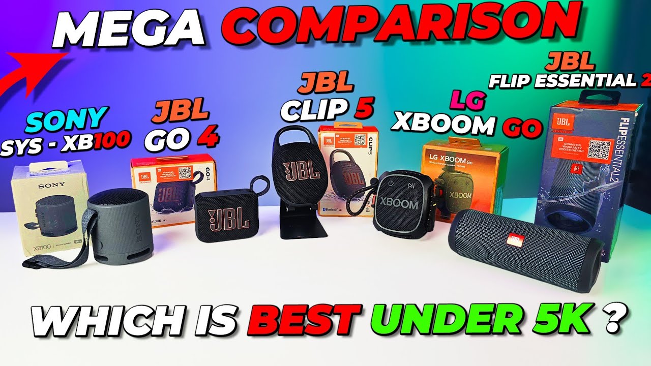 Best Bluetooth speaker Under ₹5000 | Jbl G0 4,Clip 5,Flip Essential 2 vs Sony SRS-XB100 vs LG XG2T