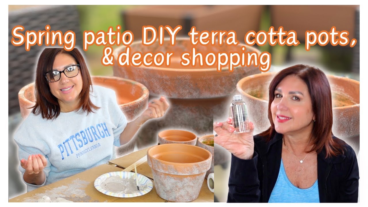 🌷SPRING Patio & Decor Shopping | DIY Aged Terra Cotta Planters 🪴