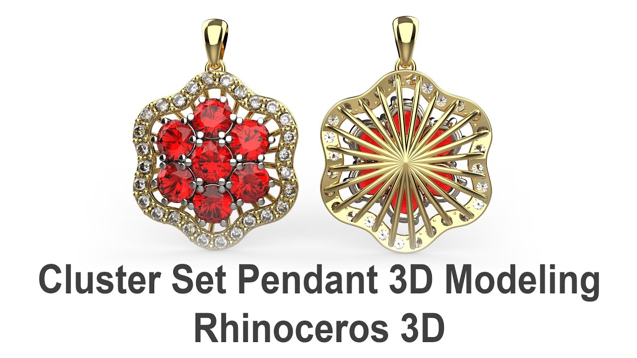 Cluster Setting Pendant Jewelry CAD Design Tutorial 3D Modeling with Rhino 3D #166