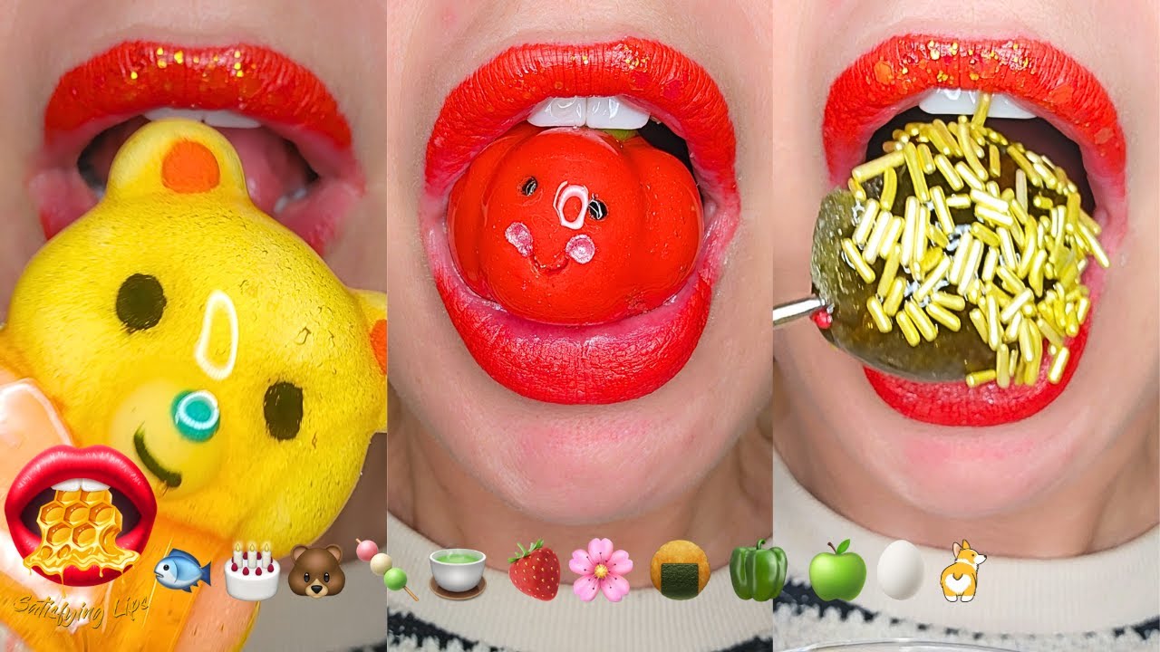 Emoji Food Challenge Satisfying ASMR Eating Mukbang