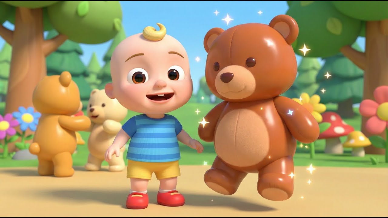 Three Little Bears in the Forest | Fun Animal Adventure Song for Kids | Playful Nursery Rhyme