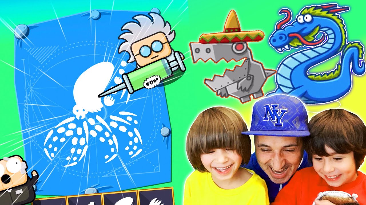 DANI y EVAN Crean al KRAKEN y COMBATES con DRAGON AZUR 2 y MECASAURIO REX en Crazy Dino Park