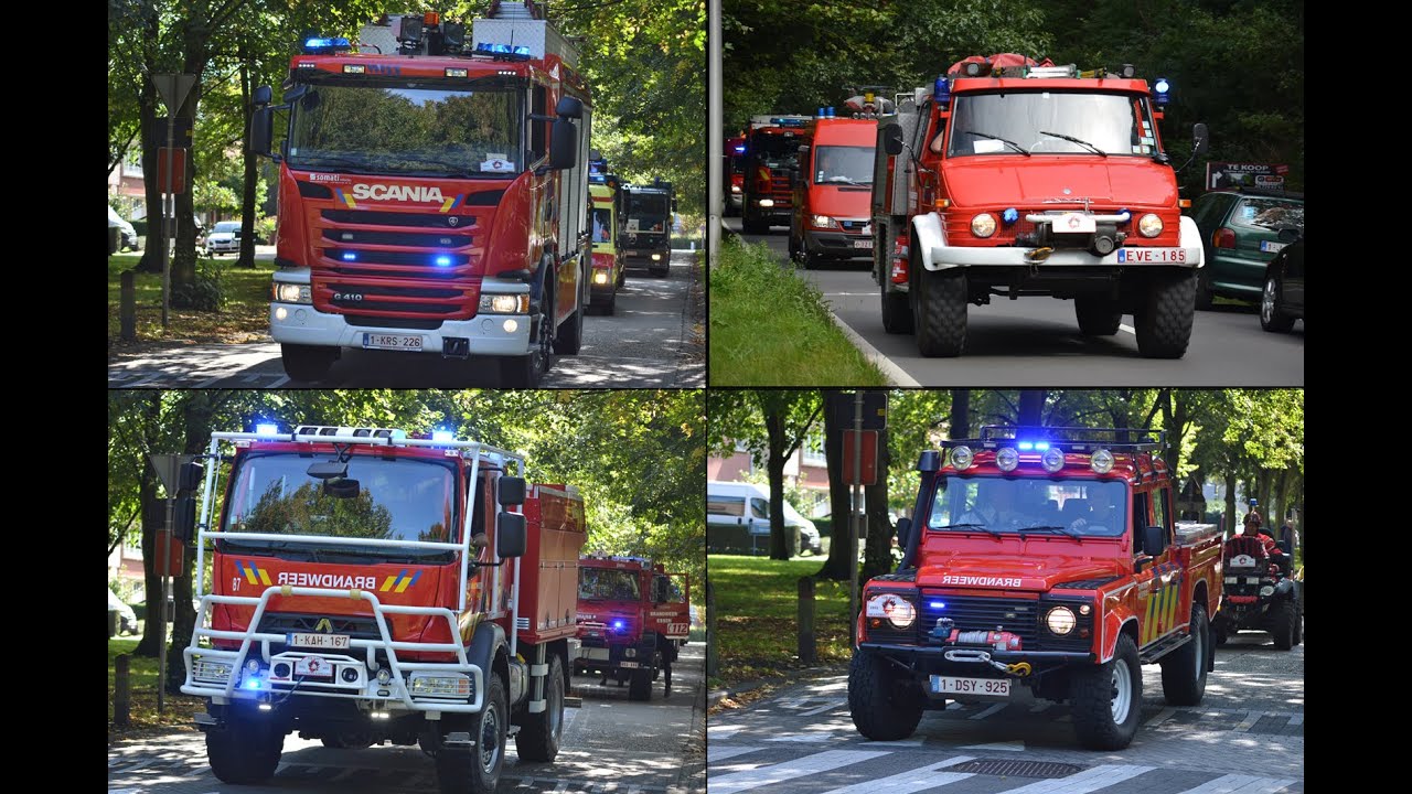 Optocht Brandweerwagens 150 jaar BW Kapellen // Fire Truck Parade lots of sirens