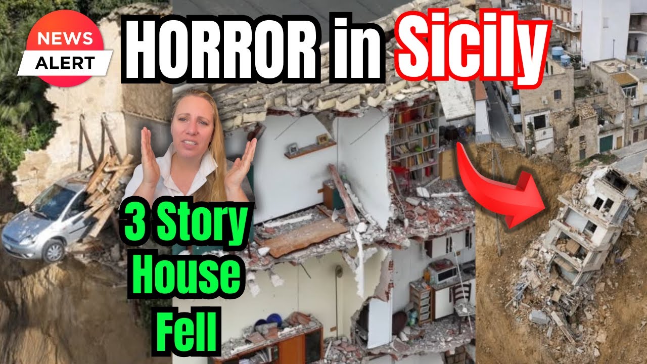 MORE Homes fall into the ABYSS - RED ZONE probably extended 1000ft INTO THE TOWN of Niscemi Sicily