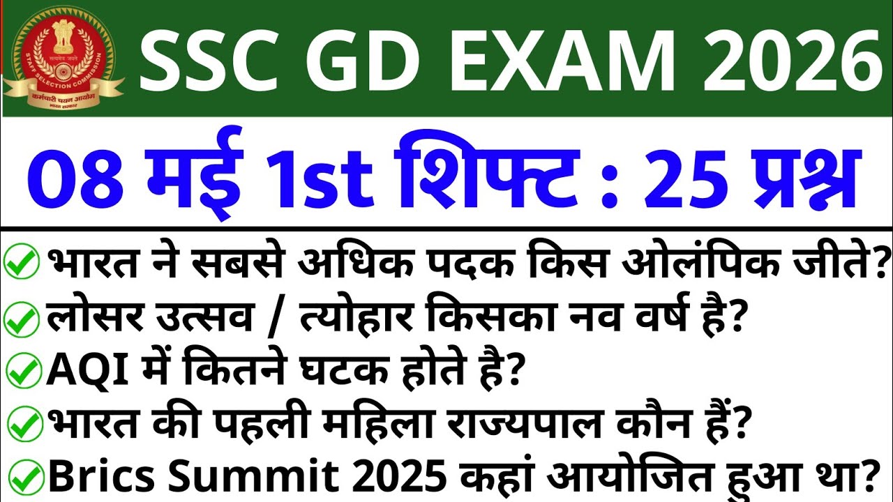 SSC GD Exam 08 May 1st Shift Review 2026 | Today SSC GD Exam Analysis | SSC GD Exam Analysis 2026