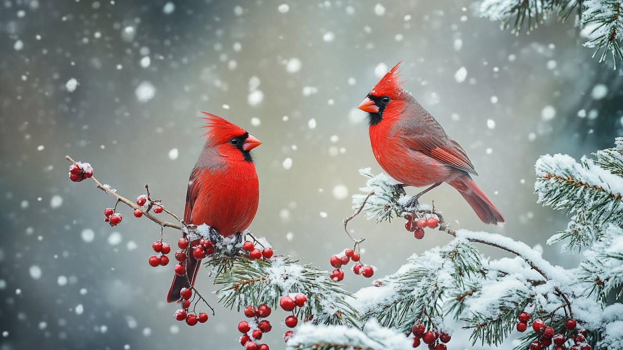 Winter Bird Melodies & Soft Piano 🎹 Peaceful Snow Scenes for Better Sleep