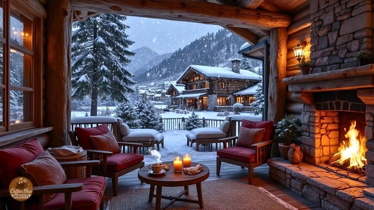 Winter Cafe Jazz Ambience ❄️☕ Peaceful Jazz Instrumental & Fireplace Warmth for Focus
