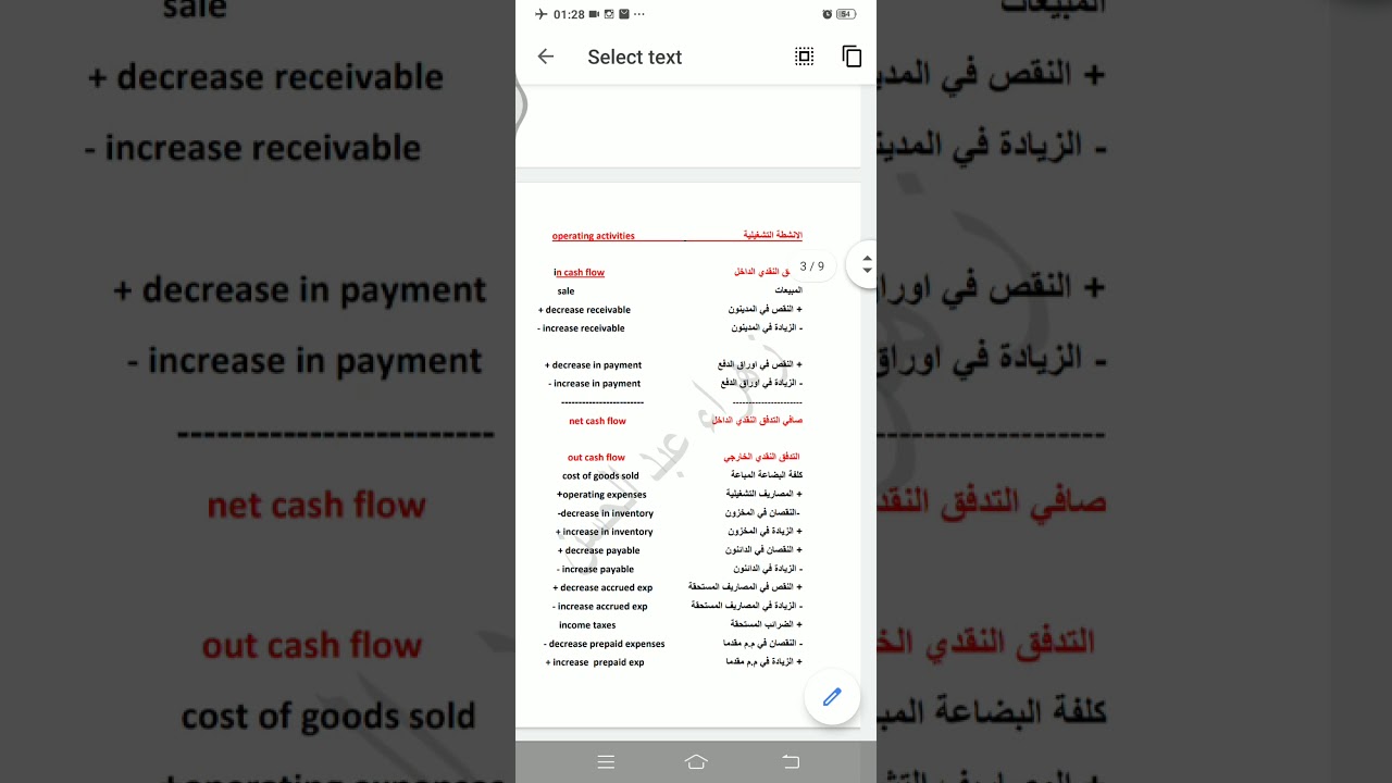كشف التدفق النقدي ج2 / تحليل القوائم المالية انكليزي رابط الملف اسفل الفديو