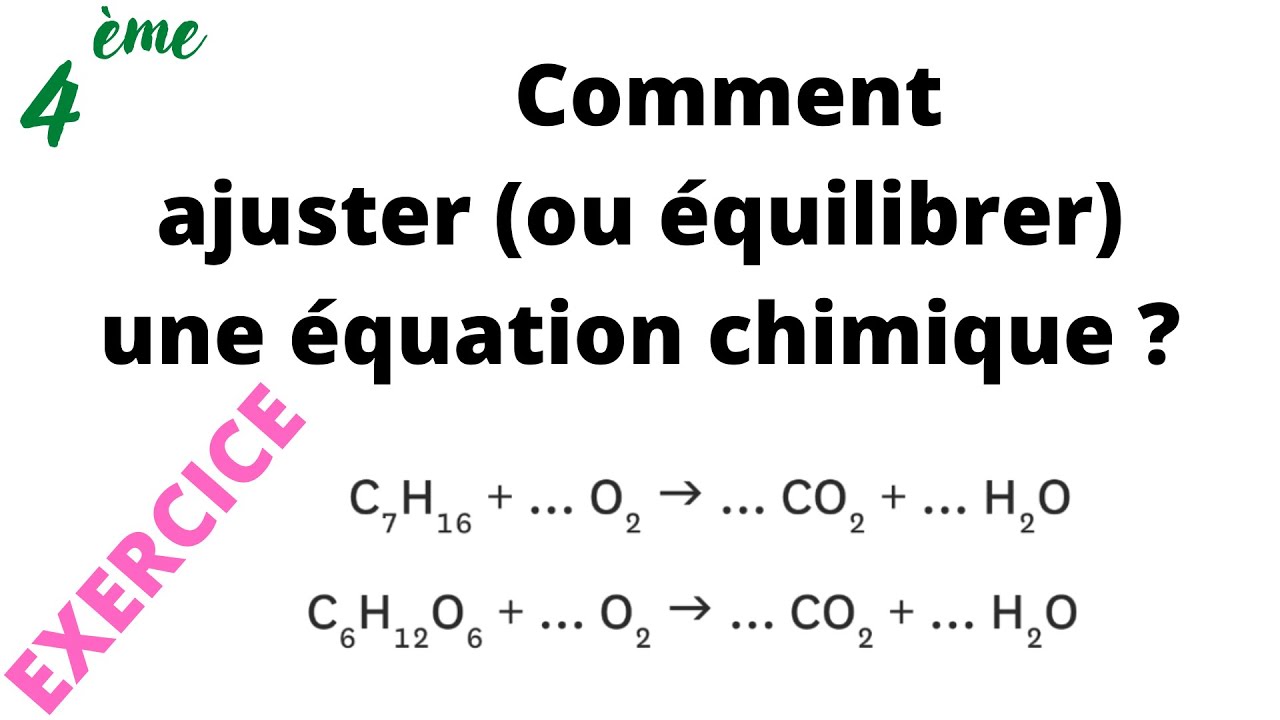 Comment ajuster ou équilibrer une équation chimique (exercice 4ème)