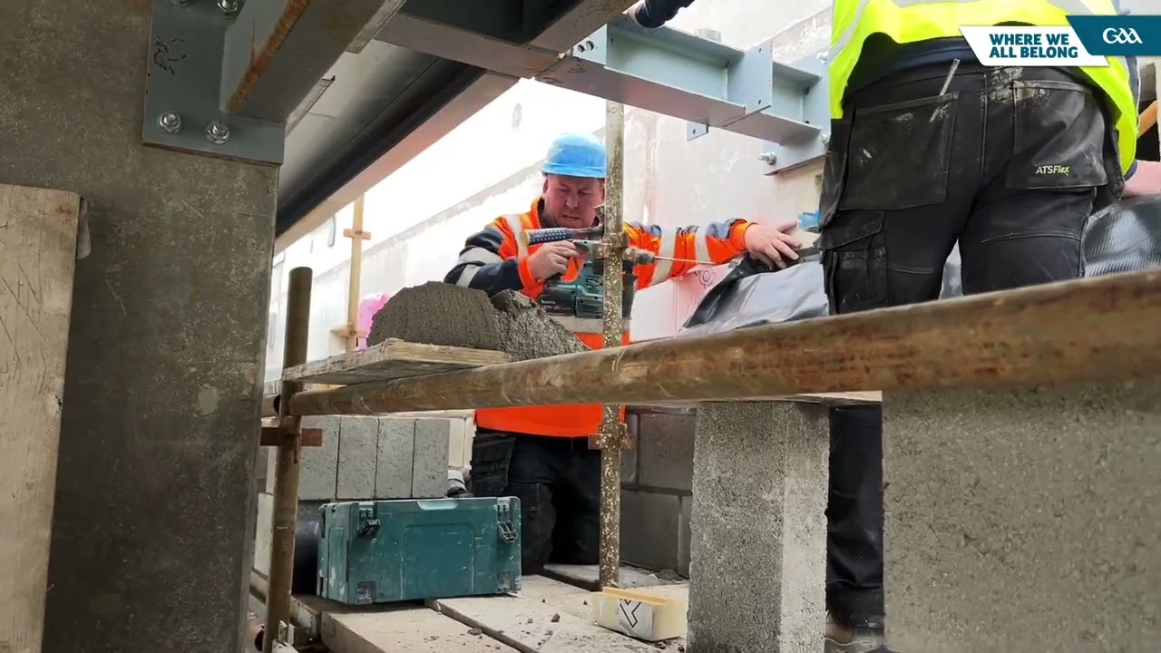 The construction of Louth GAA's new stadium in Dundalk is progressing well.